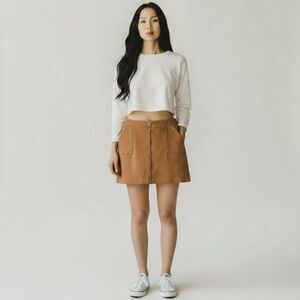 C. Est. 1946 Camel Suede Button Front Mini Skirt Minimalist Women’s Size XL